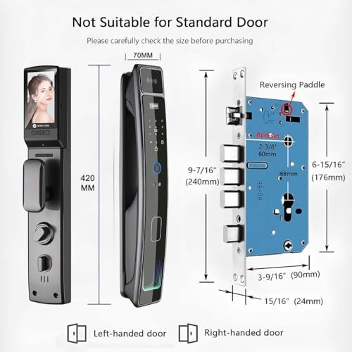 3D Face Recognition Smart Door Lock with HD Camera – Keyless Entry via Face ID, Fingerprint, Passcode, IC Card & Key | Video Doorbell | Usmart Go... - Image 2