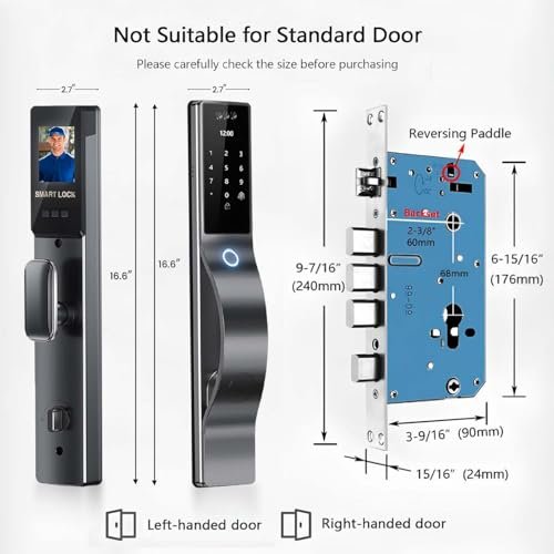 3D Face Recognition Smart Lock with HD Camera & Doorbell | Keyless Entry via Fingerprint, Passcode, IC Card, Key | Mortise Lock | Auto-Lock | App... - Image 2