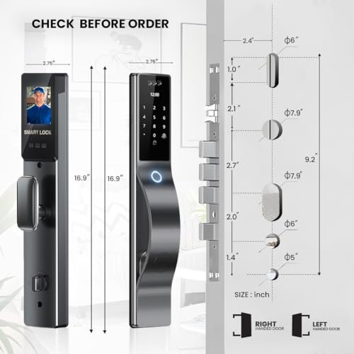 3D Face Recognition Smart Lock with HD Camera & Doorbell | Keyless Entry via Fingerprint, Passcode, IC Card, Key | Mortise Lock | Auto-Lock | App... - Image 4
