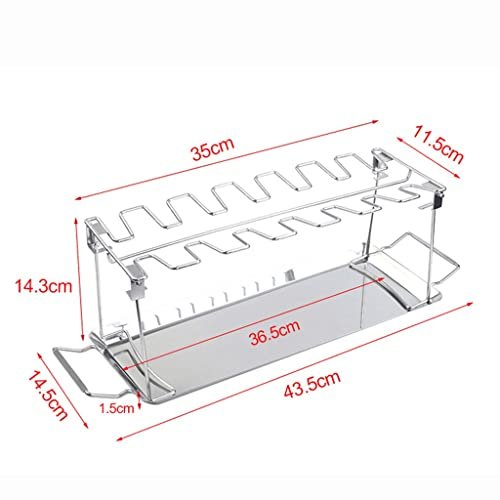 BBQ Grill Rack 14 Slots Stainless Steel Barbecue Drumsticks Holder Oven Roaster Stand with Drip Pan Tools(D) - Image 6