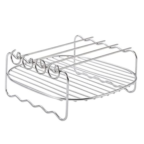 BBQ Rack Skewer Barbecue Grill Baking Tray Rack for Air Fryer Double-Deck Home Replacement Barbecue - Image 2