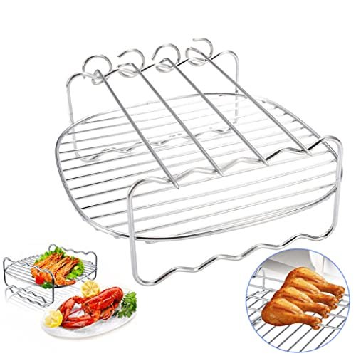 BBQ Rack Skewer Barbecue Grill Baking Tray Rack for Air Fryer Double-Deck Home Replacement Barbecue - Image 5