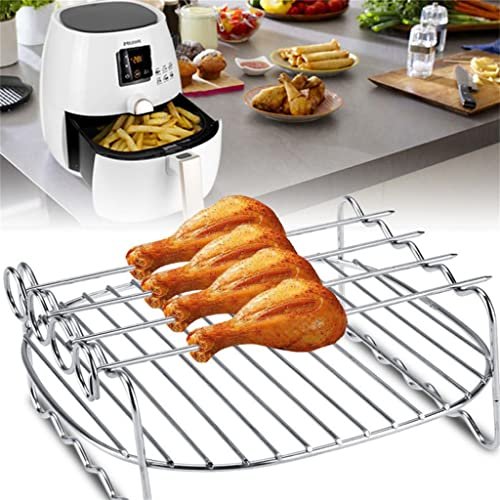 BBQ Rack Skewer Barbecue Grill Baking Tray Rack for Air Fryer Double-Deck Home Replacement Barbecue - Image 6
