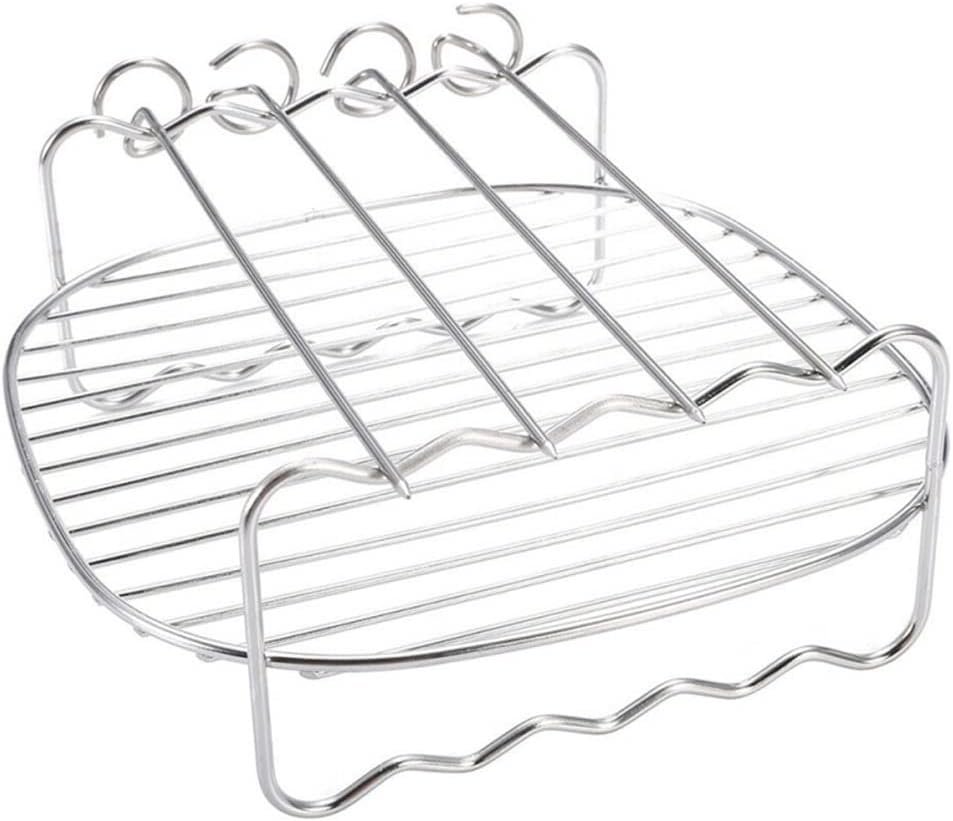 BBQ Rack Skewer Barbecue Grill Baking Tray Rack for Air Fryer Double-Deck Home Replacement Barbecue