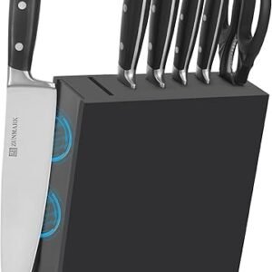 Knife Set, 7 Piece Sharp Chef Knife Set with Solid Wood Block, Unique One-Sided Magnetic Design, Full-tang Stainless Steel Knife Block Set for Home...