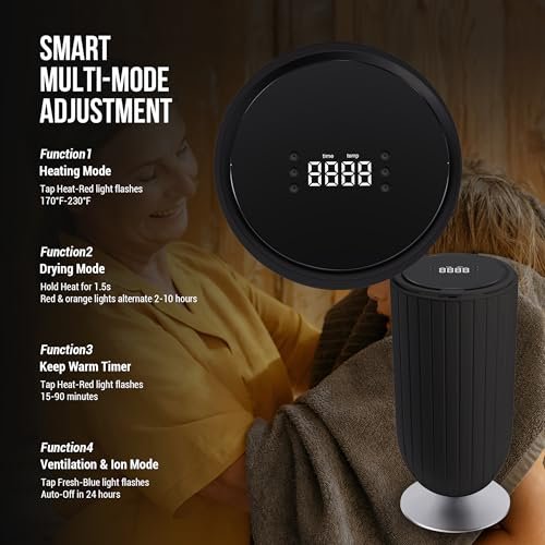 Large 27L Bathroom Towel Warmer Dryer – 5-Min Rapid Heat, 4 Modes, Auto Flip-Top, Aromatherapy, Night Light & ETL Certified for Towels, Blankets &... - Image 2