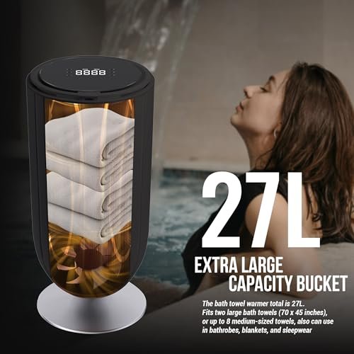 Large 27L Bathroom Towel Warmer Dryer – 5-Min Rapid Heat, 4 Modes, Auto Flip-Top, Aromatherapy, Night Light & ETL Certified for Towels, Blankets &... - Image 3