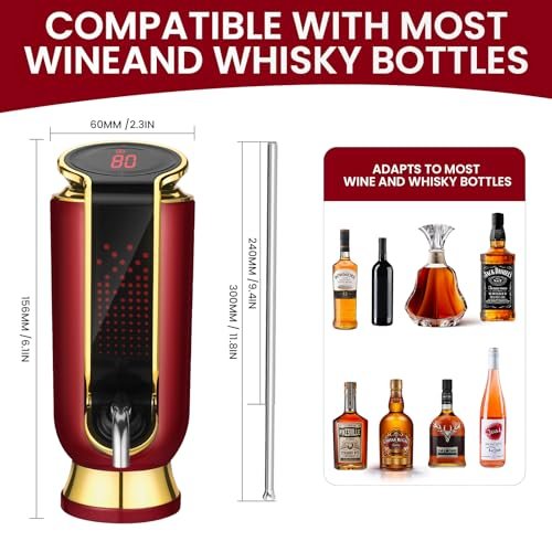 Luxurious 4-in-1 Electric Wine Aerator, Decanter, Dispenser & Vacuum Saver with LED Display - Wine Pourer Gift for Women and Wine Lovers - Image 5
