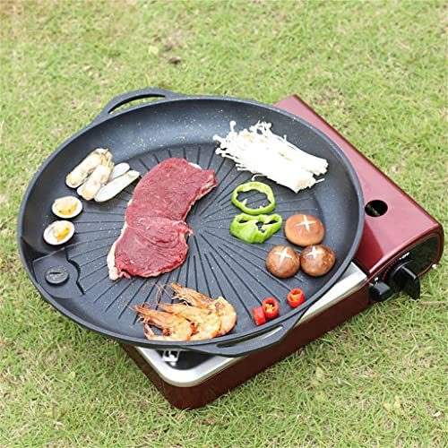 Maifan Stone Smokeless Non-stick Round Barbecue Plate Cassette Stove Barbecue Plate Household Outdoor(Black) - Image 2
