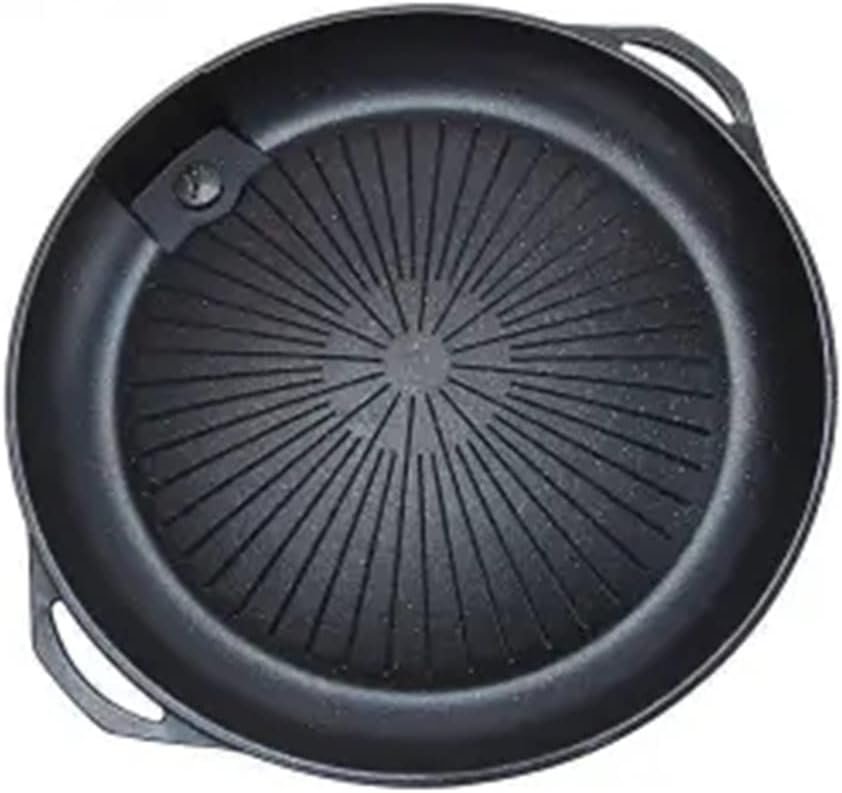 Maifan Stone Smokeless Non-stick Round Barbecue Plate Cassette Stove Barbecue Plate Household Outdoor(Black)