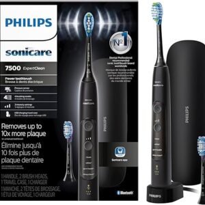 Philips Sonicare ExpertClean 7500 Black, Rechargeable Electric Power Toothbrush, HX9690/05