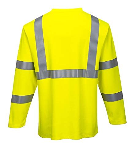 Portwest FR96 FR Long Sleeve Safety Work T Shirt in Reflective Hi Vis ASTM ANSI, Large - Image 2