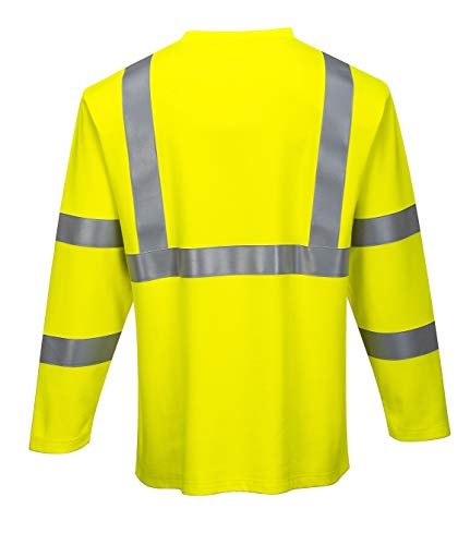Portwest FR96 FR Long Sleeve Safety Work T Shirt in Reflective Hi Vis ASTM ANSI, Large - Image 3