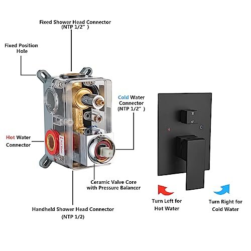 Rainfall Shower System with Tub Spout,Bathroom Rain Shower Head 10 Inch, Three-functions Shower Faucet Set Luxury Rain Shower Head Set,Shower... - Image 6