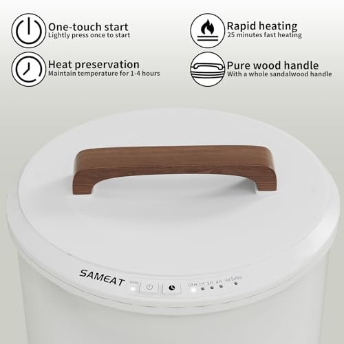 SAMEAT Heated Towel Warmers for Bathroom - Large Towel Warmer Bucket, Wood Handle, Auto Shut Off, Fits Up to Two 40"X70" Oversized Towels, White - Image 2