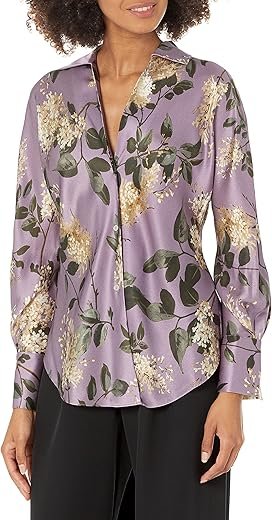 Vince Womens Lilac Bias L/S Blouse